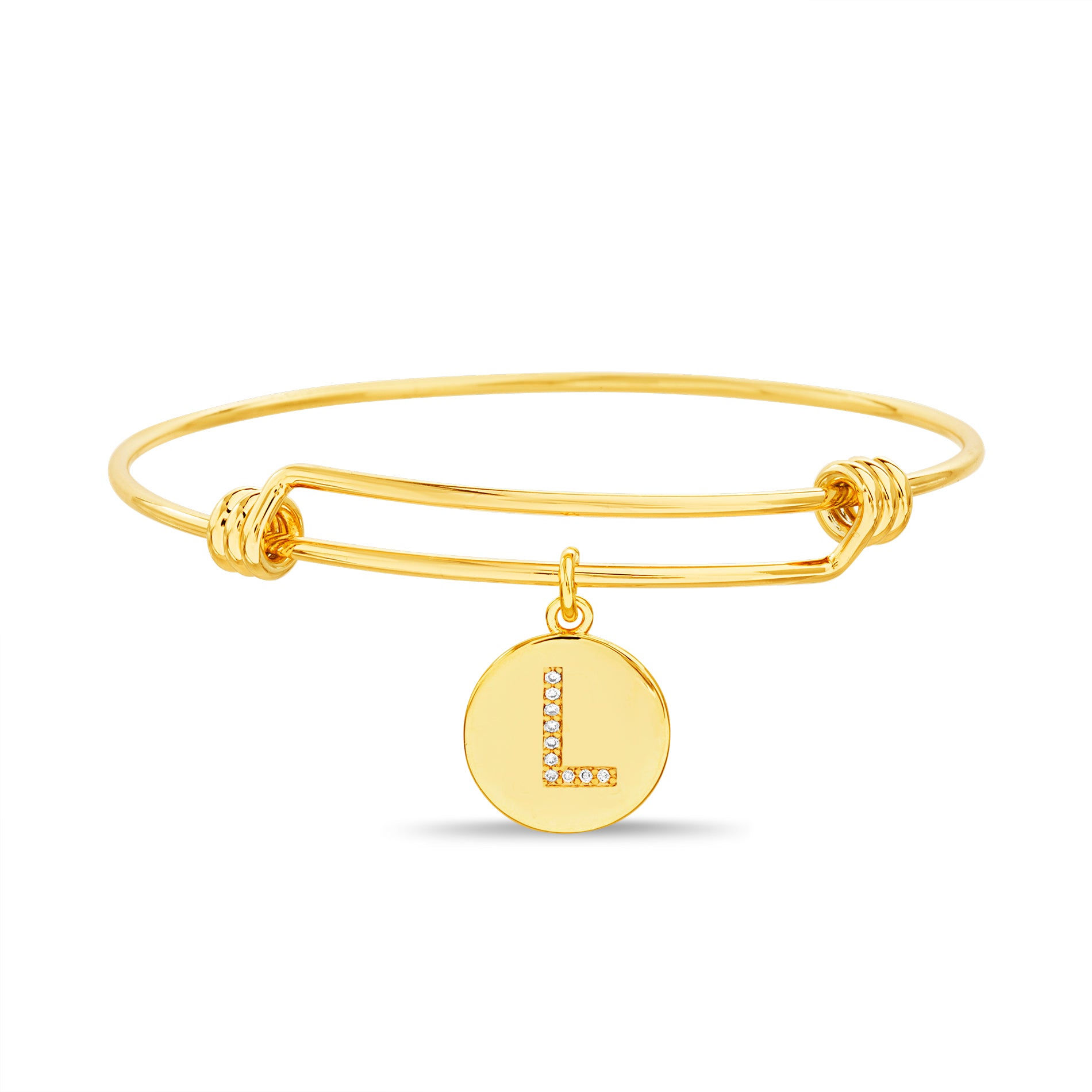 Gold Initial Charm Bangle